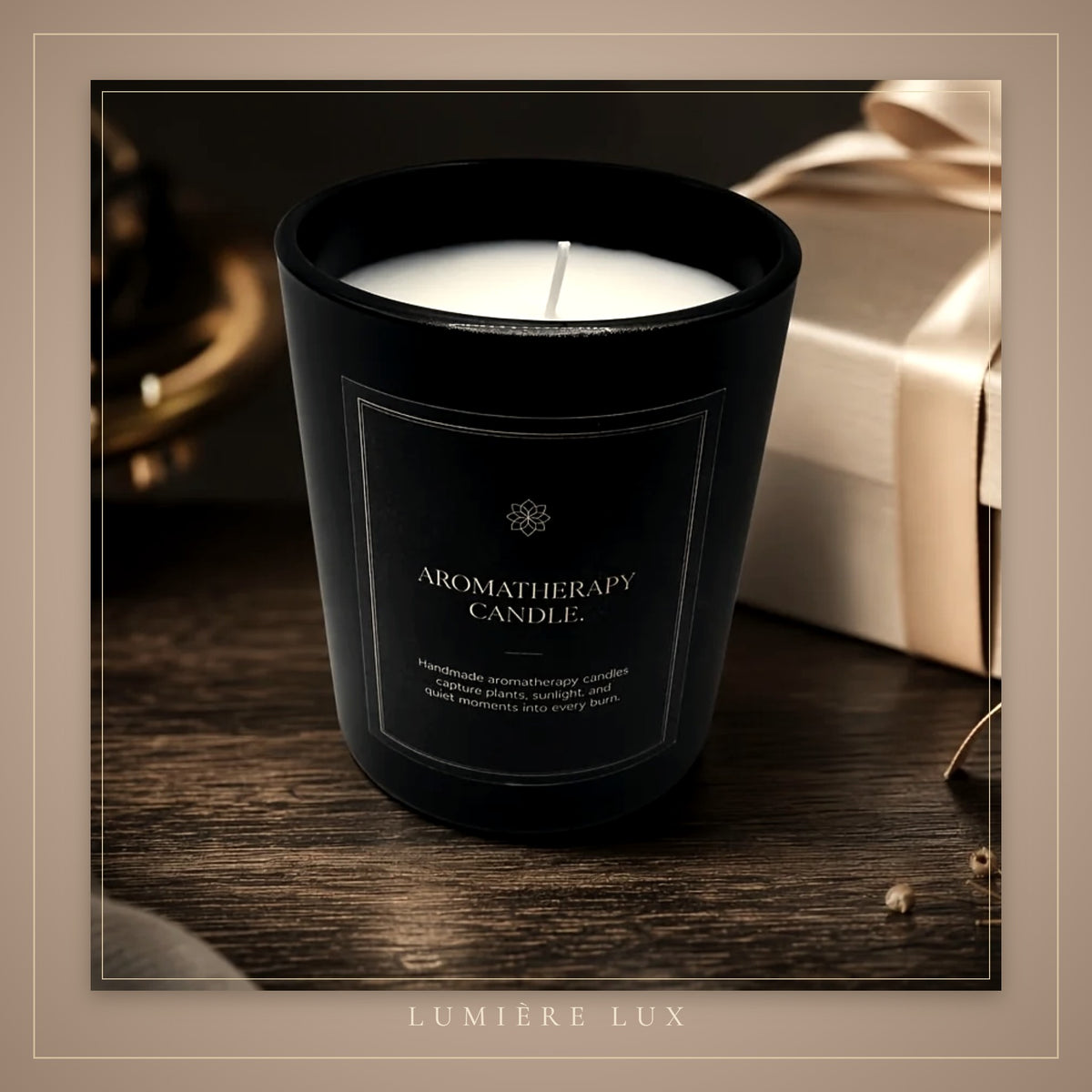 Noir candle styled as a gift