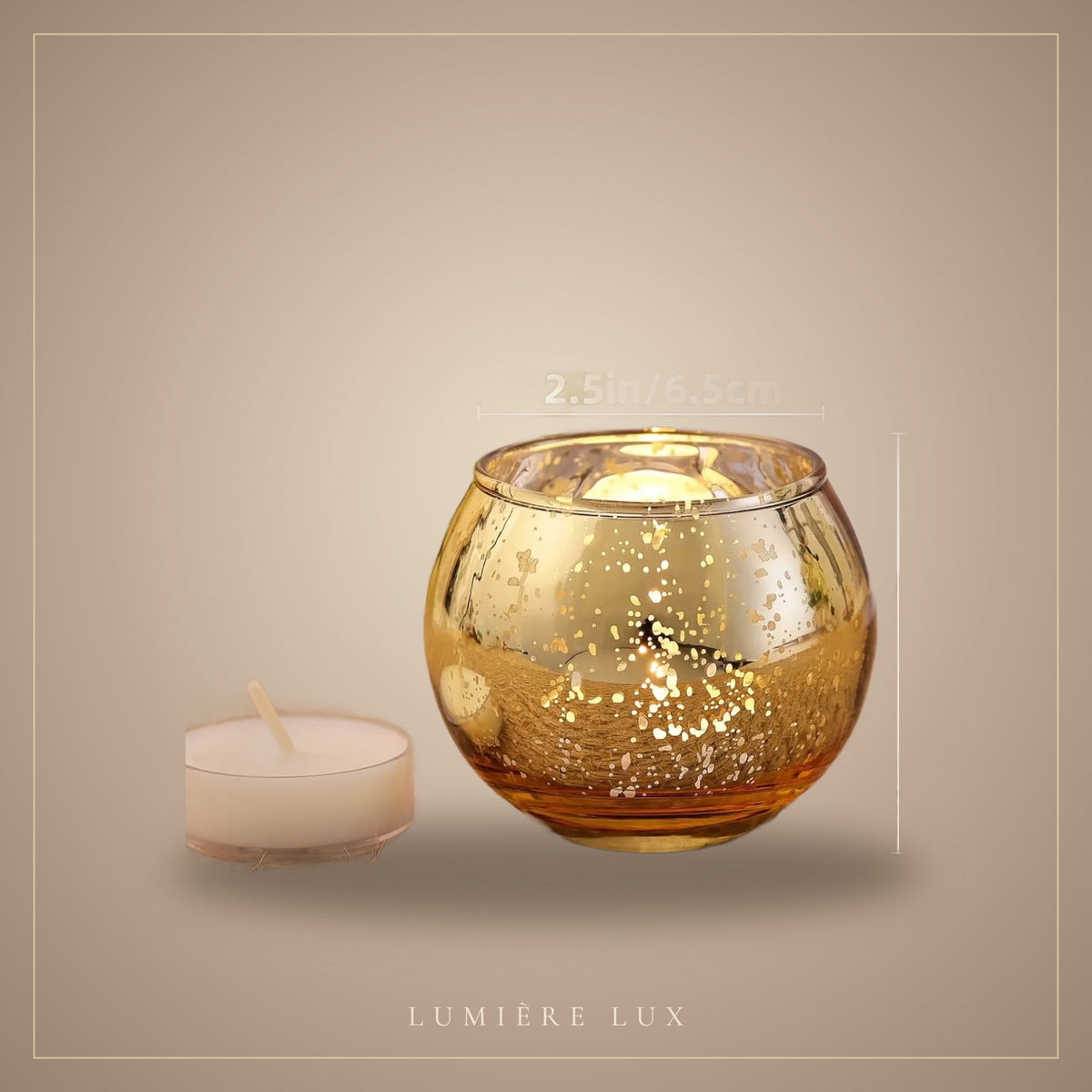 Round gold glass tealight holder