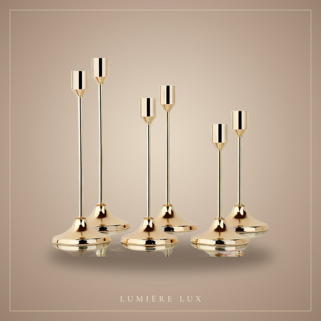 Gilded Taper Candle Holders by Lumière Lux