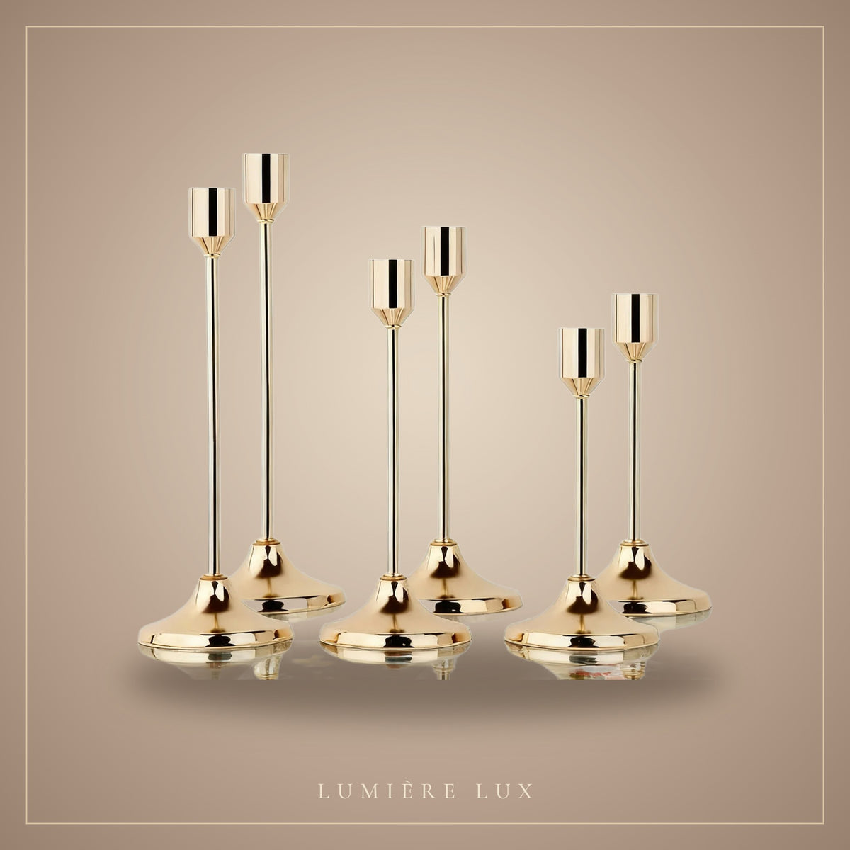 Gilded Taper Candle Holders by Lumière Lux