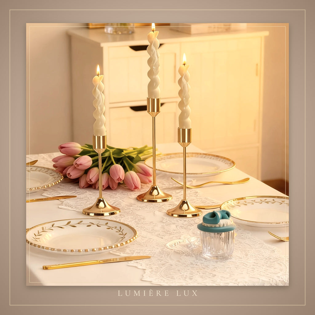 Gilded Taper Candle Holders – styled