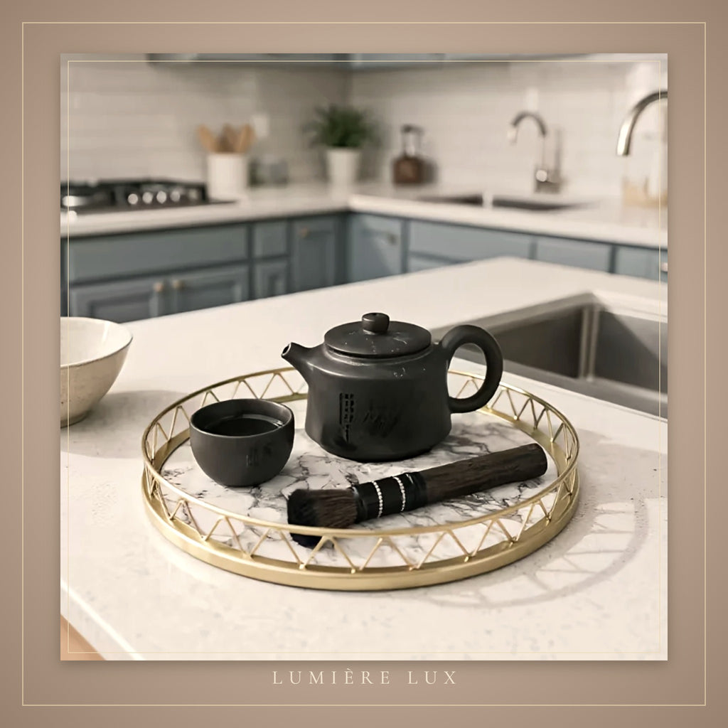 Round Marble & Gold Tray – detail